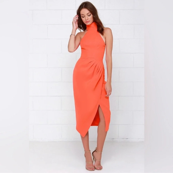 C/MEO Kiss Land midi dress red orange sleeveless high neck excellent Size XS - Picture 9 of 10